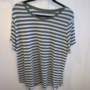 green & white striped tee